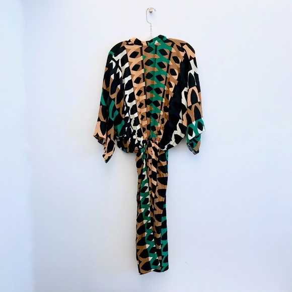 ZARA Printed Draped Kaftan Dress Safari Geo Kimono - Picture 3 of 8